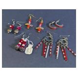 Red & Silver-Tone Dangle Earring Set