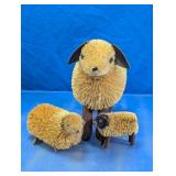 Straw Sheep Figurines Farm Decor Set