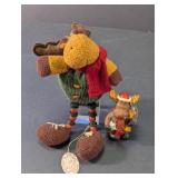 Whimsical Christmas Moose Figurine and Plush Set