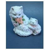 Ceramic Cat and Kitten Figurine