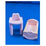 VTG Pink Doll High Chair & Rocking Cradle Duo