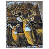 Deer Print Fleece Tie Blanket