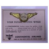 Continental Airlines Hostess Wings Pin