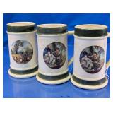 Vintage Ceramic Beer Mugs Fragonard Scene Trio