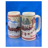 Vintage Budweiser Clydesdale Beer Steins Duo