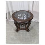 Traditional Scrollwork Glass Top End Table
