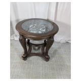 Traditional Scrollwork Glass Top End Table
