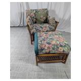 Wicker Armchair & Ottoman Set with Pillow