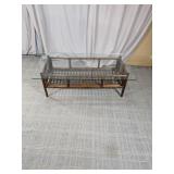 Rattan Style Glass Top Coffee Table