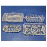 Assorted Clear Pressed Glass Serving Trays Lot
