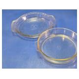 Vintage Clear Glass Pie Plate & Cake Pan Duo