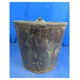 Rustic Wooden Bucket with Iron Handle