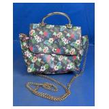 loral Print Handbag with Gold Tone Chain Strap