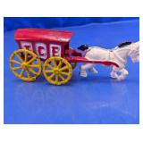 Vintage Cast Iron Horse Drawn Ice Wagon Toy