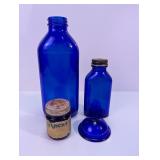 Vintage Cobalt Blue Glass Bottle Lot