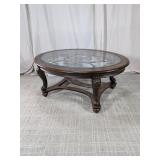 Traditional Oval Glass Top Scrollwork Coffee Table