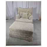 Floral Upholstered Chair & Ottoman