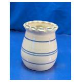 Marshall Pottery Blue Banded Ruffled Stoneware