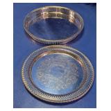 Silver Plate Round Serving Trays Duo