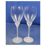 Frosted Stem Glass Goblet Duo