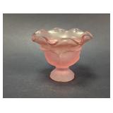 Vintage Pink Frosted Satin Ruffle Edge Compote