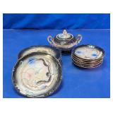 Lucky China Dragon Porcelain Plate & Sugar Bowl