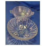 Vintage Ribbed & Hobnail Glass Serving Bowl Duo