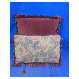 Vintage Tapestry & Velvet Accent Pillows Duo