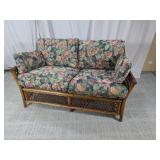 Floral Wicker Sofa with Matching Accent Pillows