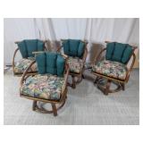 Rattan Swivel Caster Dining Chairs