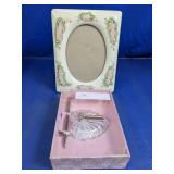 Pink Floral Ceramic Photo Frame & Pen Set