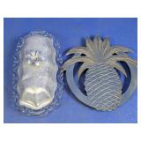 Aluminum Pineapple Trivet & Glass Dish