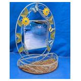 Vintage Metal Butterfly Wall Mirror & Shelf