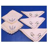 Vintage Embroidered & Lace Trim Napkin Lot
