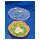 Vintage Glass & Floral Majolica-Style Bowls Duo