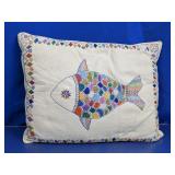 Fish Embroidered Throw Pillow