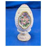 Decorative Ceramic Floral Easter Egg on Stand