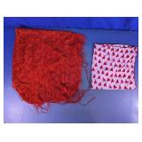 Red Fringed Shawl & Heart Print Scarf Duo