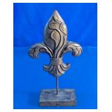 Decorative Fleur-de-Lis Wood Sculpture on Stand
