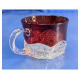 Vintage Ruby Flash Pressed Glass Punch Cup