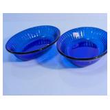 Blue Ribbed Glass Bowls