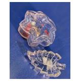 Pressed Glass Leaf Dish and Star Trinket Box Lot