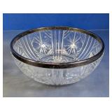 Vintage Crystal Bowl w/ Silver-Tone Rim