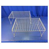 (2) White Wire Stackable Kitchen Shelves