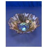 Iridescent Glass Scalloped Bowl