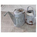 Vintage Galvanized Metal Watering Cans Duo