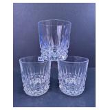 (3)Crystal Cut Double Rocks Lowball Glasses Trio