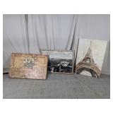 (3)Parisian & Floral Wall Art Trio