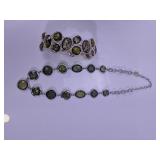 Green Faux Abalone Necklace and Bracelet Set