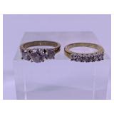 Gold-Tone Rings with Clear Faux Stones